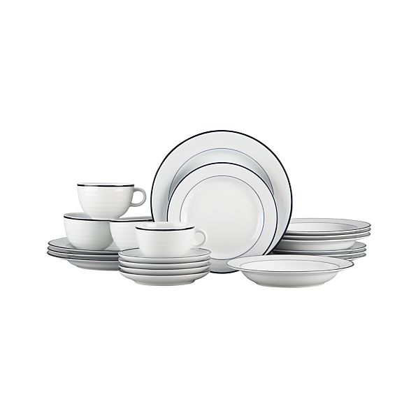Roulette Blue Band 20Piece Dinnerware Set Crate and Barrel