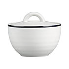 Roulette Blue Band Sugar Bowl with Lid. 2.5"H