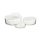 Set of four round bowls with lids: 12 oz. to 100 oz.