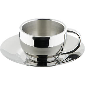 Stainless Steel Espresso Cup with Saucer