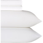Full Sheet Set. White. Includes one flat sheet, one fitted sheet and two standard pillowcases.