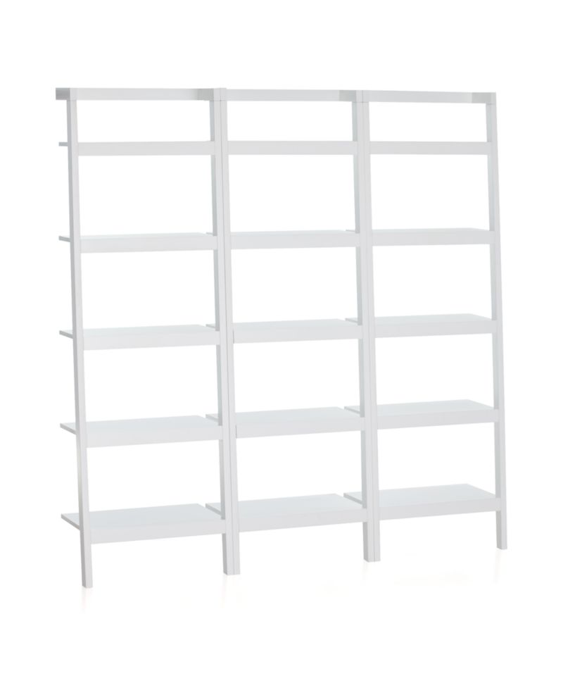 Sawyer White Leaning 24.5" Bookcases Set of Three in Bookcases Crate