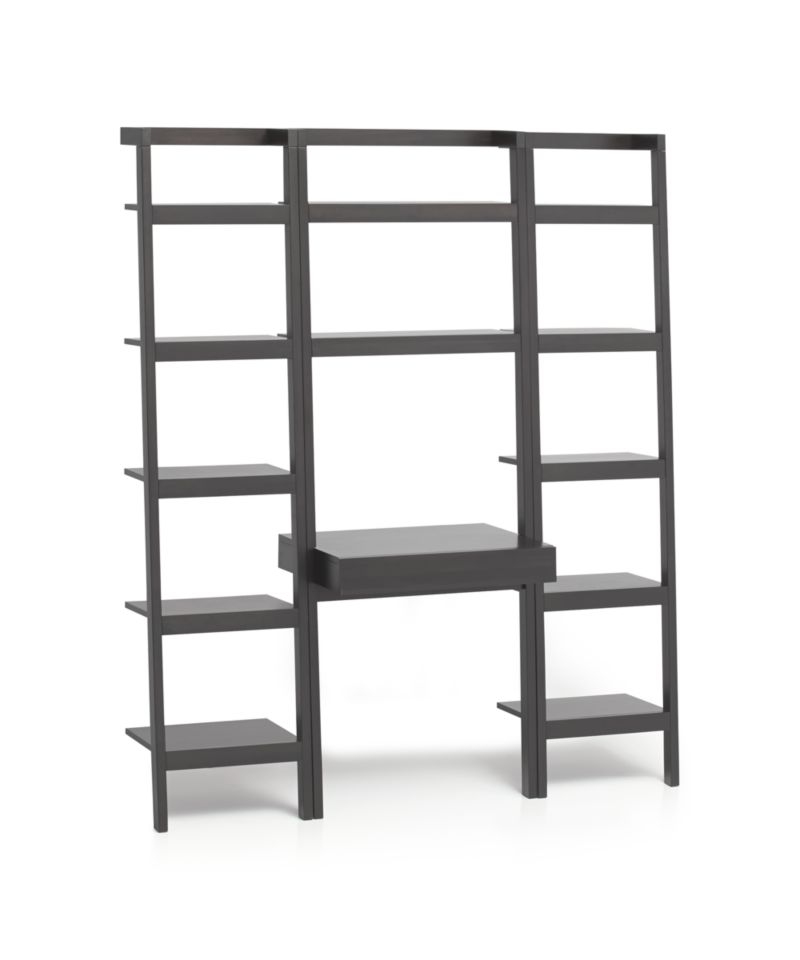 Sawyer Grey Leaning Desk with Two 18" Bookcases in Desks Crate and Barrel