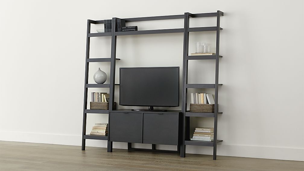 Sawyer Grey Leaning Media Stand with Two 18
