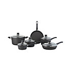 Scanpan® Classic 11-Piece Cookware Set: 10.25" frypan, 3 qt. sauté pan with lid, 1 qt. saucepan with lid, 2 qt. saucepan with lid, 3 qt. saucepan with lid and 6.5 qt. stockpot with lid.