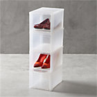Set of four small clear shoe boxes. Each meaures 8.7"Wx12.5"Dx7.1"H