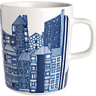 Blue and White Mug. 8 oz.; 3"dia.x3.5"H