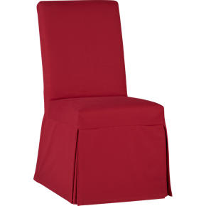 Slip Side Chair with Red Slipcover with Sash