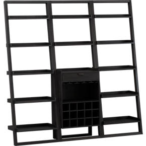 Sloane Grey Leaning Wine Bar with Two 25.5 Bookcases
