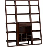 Sloane Java Leaning Wine Bar with Two 18" Bookcases