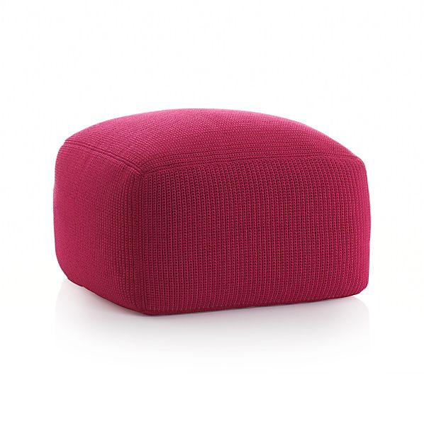 Outdoor Square Fuchsia Pouf Crate and Barrel