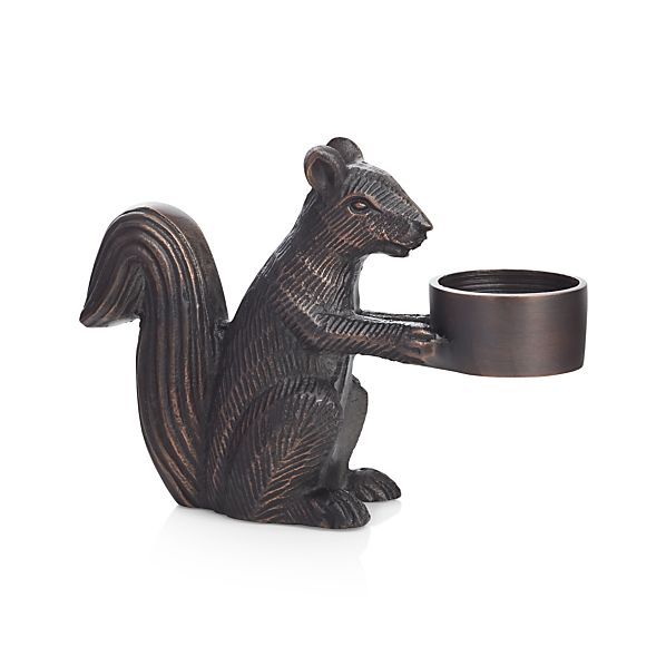 Squirrel Bronze Tealight Candle Holder Crate and Barrel