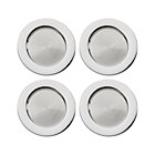 Set of four stainless steel chargers. 13" dia.