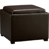 Stow Chocolate 22" Leather Storage Ottoman