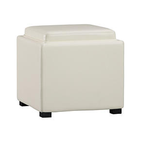 Stow Blanco 17.5 Leather Storage Ottoman