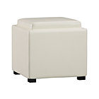 Stow Blanco 17.5" Leather Storage Ottoman.