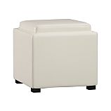 Stow Blanco 17.5" Leather Storage Ottoman