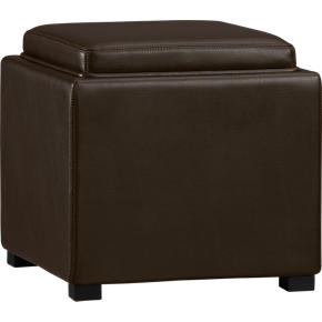 Stow Chocolate 17.5 Leather Storage Ottoman