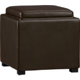 Stow Chocolate 17.5" Leather Storage Ottoman