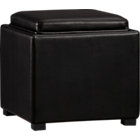 Stow Onyx 17.5" Leather Storage Ottoman.