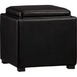 Stow Onyx 17.5" Leather Storage Ottoman