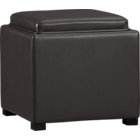 Stow Smoke 17.5" Leather Storage Ottoman.
