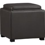 Stow Smoke 17.5" Leather Storage Ottoman
