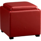 Stow Red 17.5" Leather Storage Ottoman.