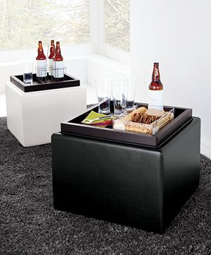 Stow Chocolate 22" Leather Storage Ottoman