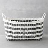 Grey-White Stripe Laundry Hamper