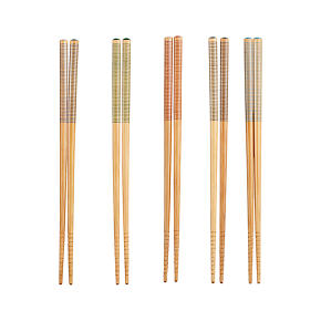 Set of 5 Striped Bamboo Chopstick Pairs