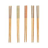 Set of 5 Striped Bamboo Chopstick Pairs