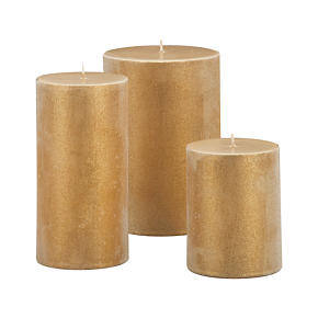 Sugar Frost Gold Pillar Candles