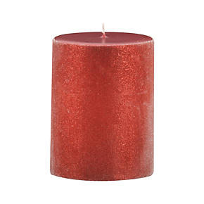 Sugar Frost Red 3x4 Pillar Candle