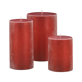 Sugar Frost Red Pillar Candles