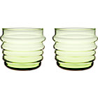 Set of two green glasses. 7 oz.; 3.5"dia.x3"H
