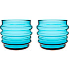 Set of two turquoise glasses. 7 oz.; 3.5"dia.x3"H