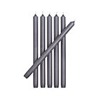 Set of six grey taper candles.