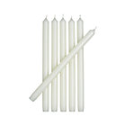 Set of six ivory taper candles.