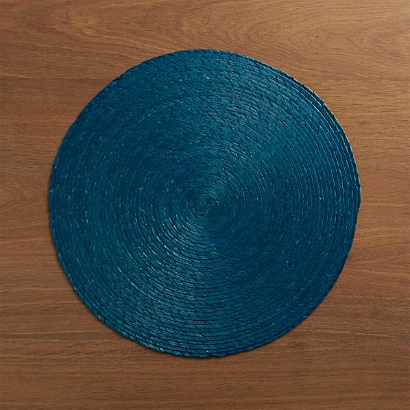 Tropical Palm Blue Placemat Crate and Barrel