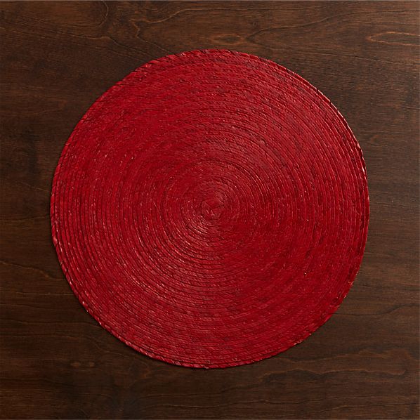 Tropical Palm Red Placemat Crate and Barrel
