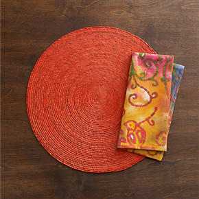 Tropical Palm Picante Placemat and Batik Orange Napkin