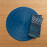 Tropical Palm Blue Placemat and Trellis Blue Napkin