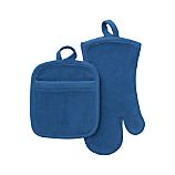 Tudor Blue Potholder and Oven Mitt