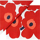 Set of 20 Marimekko Unikko Red Paper 6.5" Napkins