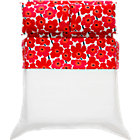 Marimekko Pieni Unikko Twin Extra Long Sheet Set. Red. Includes one flat sheet, one fitted sheet and one standard pillowcase.