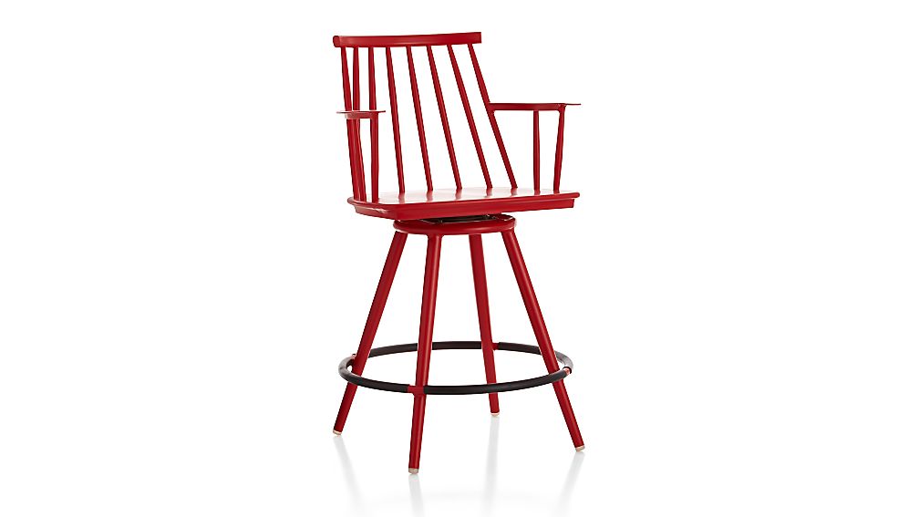 Union Red 24" Swivel Counter Stool in Union Dining Crate and Barrel
