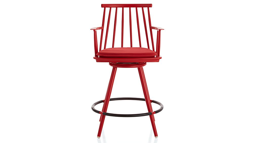 Union Red 24" Swivel Counter Stool with Sunbrella ® Cushion in Union