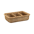 Set of 4 baskets. One large 24"Wx16.25"Dx5.75"H, three small 13"Wx7.5"Dx4.75"H