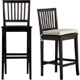 Village Black Barstools and Natural Cushion